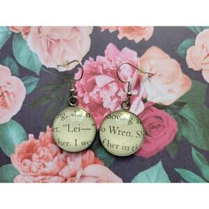 Lei and Wren pendant earrings made with Girls of Paper and Fire book pages